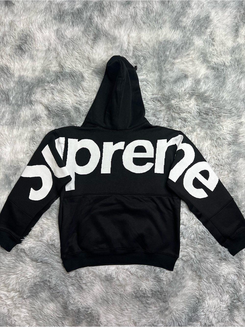 Supreme Black Hoodie with Bold White Logo - Men